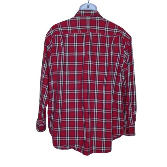 Gap Heavyweight Flannel Overshirt Mens Size Large Plaid Red White Black - Picture 2 of 4